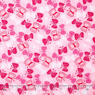 Cherry Blossom Garden - Pink Butterflies Yardage