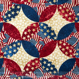 Stonehenge - Old Glory Stars & Stripes IV Stars and Circles Patriotic Blue Multi Yardage