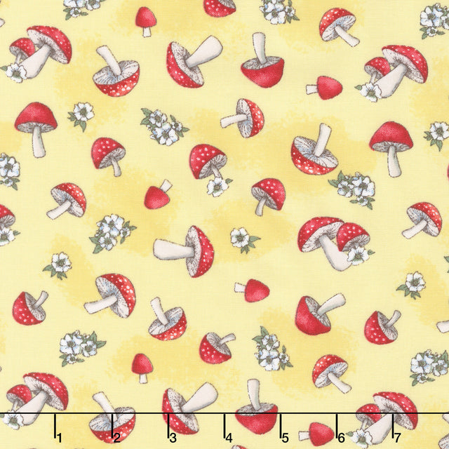 Gnome-Grown - Mushrooms Yellow Yardage