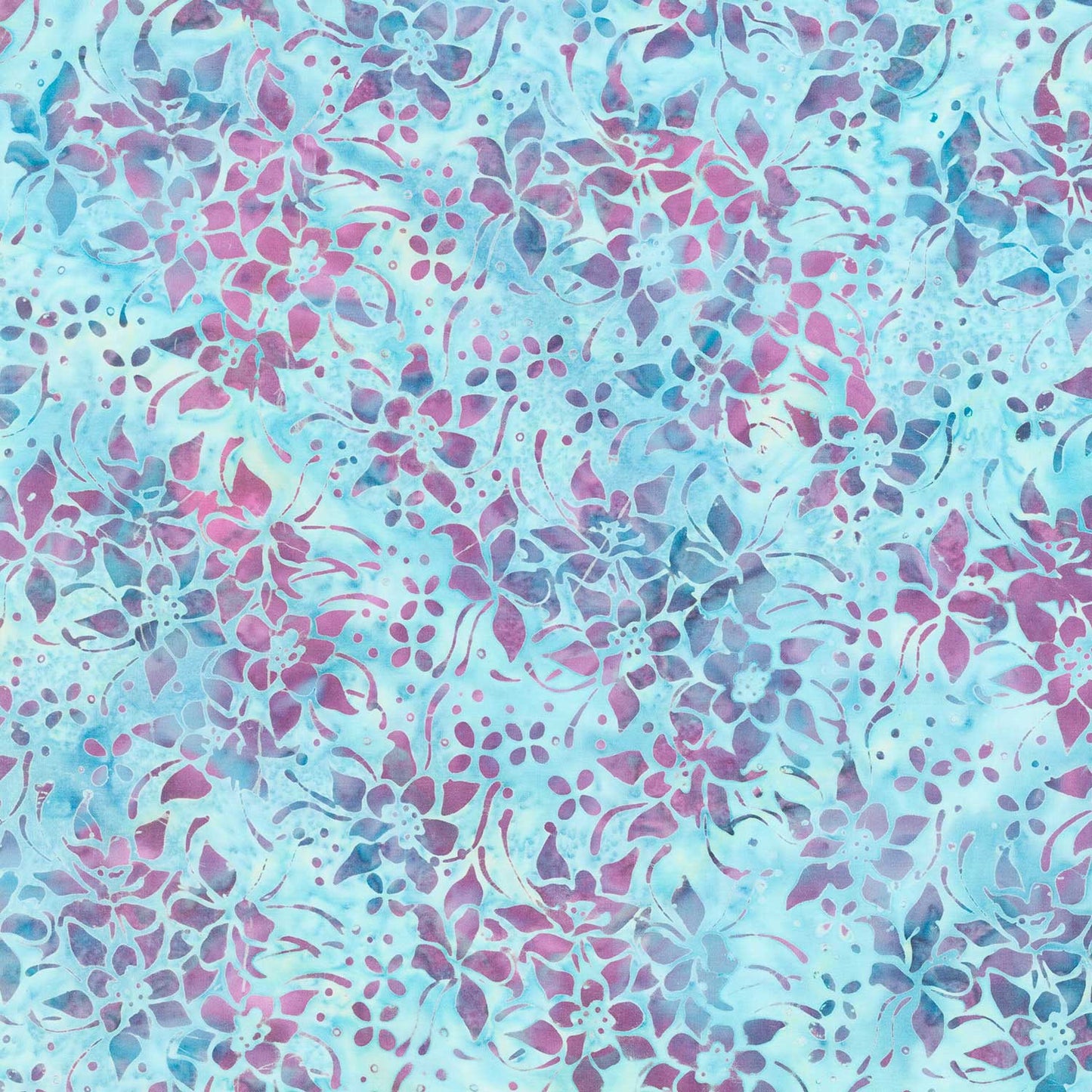 Floral Fun Batiks - Columbine Blue Mystic Yardage