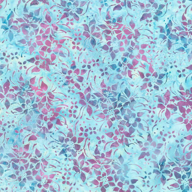 Floral Fun Batiks - Columbine Blue Mystic Yardage