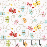 Happy Day - Happy Butterflies White Yardage