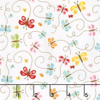 Happy Day - Happy Butterflies White Yardage