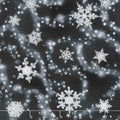 Winter's Grandeur 6 - Winter Scattered Snowflakes Ebony Metallic Yardage