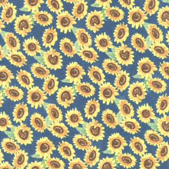 Gnome-kin Patch - Sunflower Toss Navy Yardage