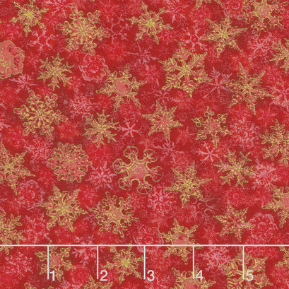 Winter's Grandeur 6 - Holiday Small Flakes Red Metallic Yardage