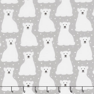 Arctic - Polar Bears Grey Yardage