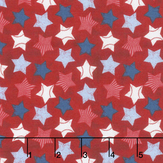 7th Inning Stretch - Stars Allover Red Yardage