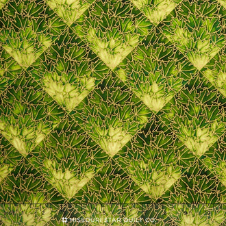 Shades of the Season 9 - Leaves Green Metallic Yardage