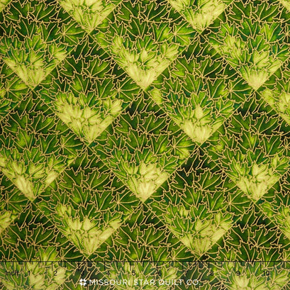 Shades of the Season 9 - Leaves Green Metallic Yardage