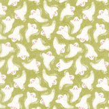 Hey Boo - Friendly Ghost Witchy Green Yardage Primary Image