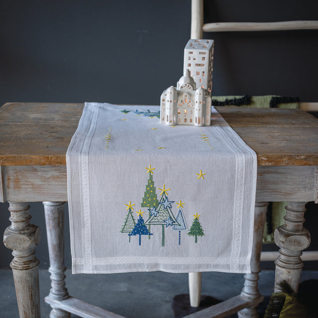 Modern Pine Tree Table Runner Embroidery Kit Primary Image