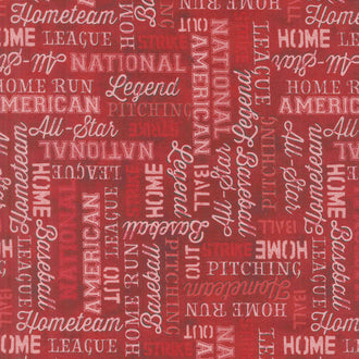 7th Inning Stretch - Words Allover Red Yardage