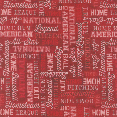 7th Inning Stretch - Words Allover Red Yardage