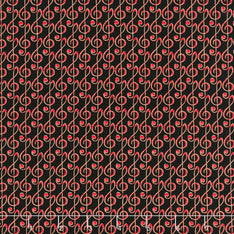 Christmas Musical - Musical G-Clef Black Red Yardage Primary Image