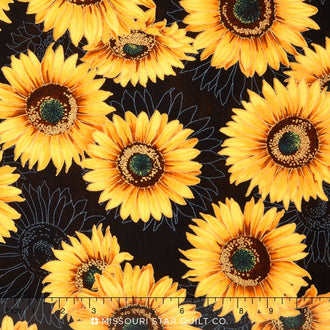 Shades of the Season 8 - Sunflower Black Metallic Yardage