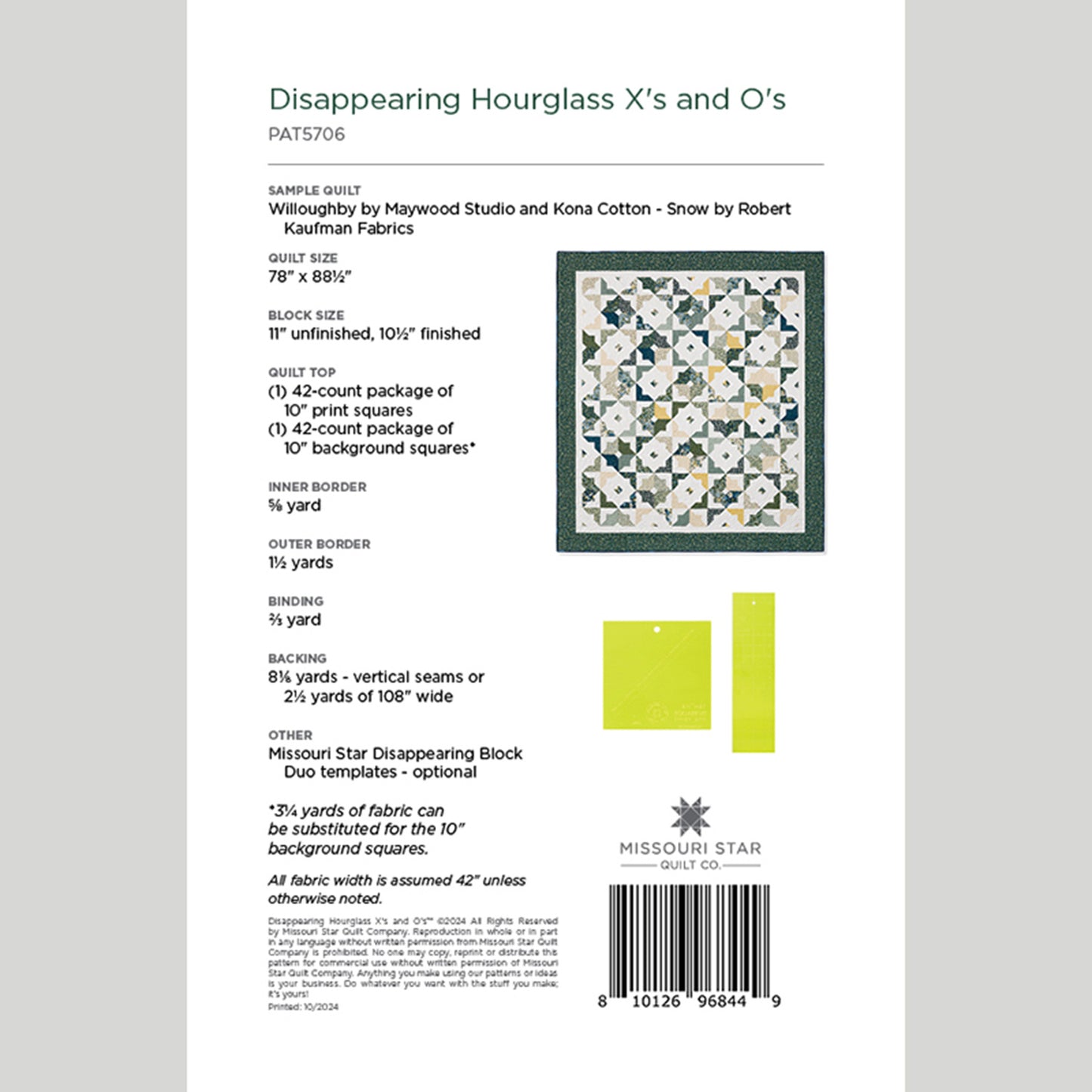 Digital Download - Disappearing Hourglass X's and O's Quilt Pattern by Missouri Star