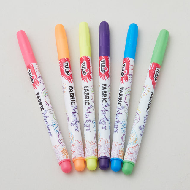 Tulip Fine Tip Fabric Markers - Neon 6 Pack