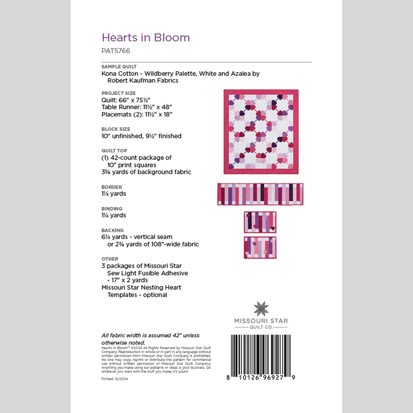 Digital Download - Hearts in Bloom Quilt Pattern by Missouri Star