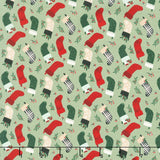 Christmas Traditions - Stockings Green Yardage