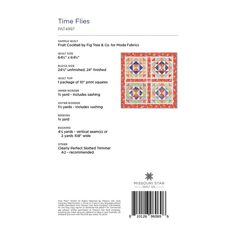 Time Flies Quilt Pattern by Missouri Star