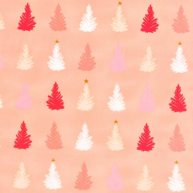 Christmas In The Cabin - Tree-mendous Festivities Pink Yardage Primary Image