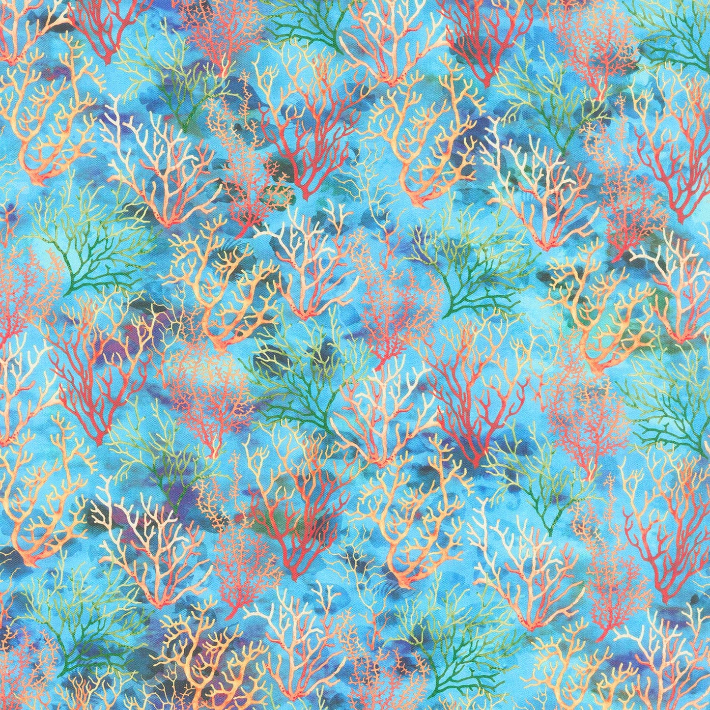 Calypso III - Coral Teal Yardage Primary Image