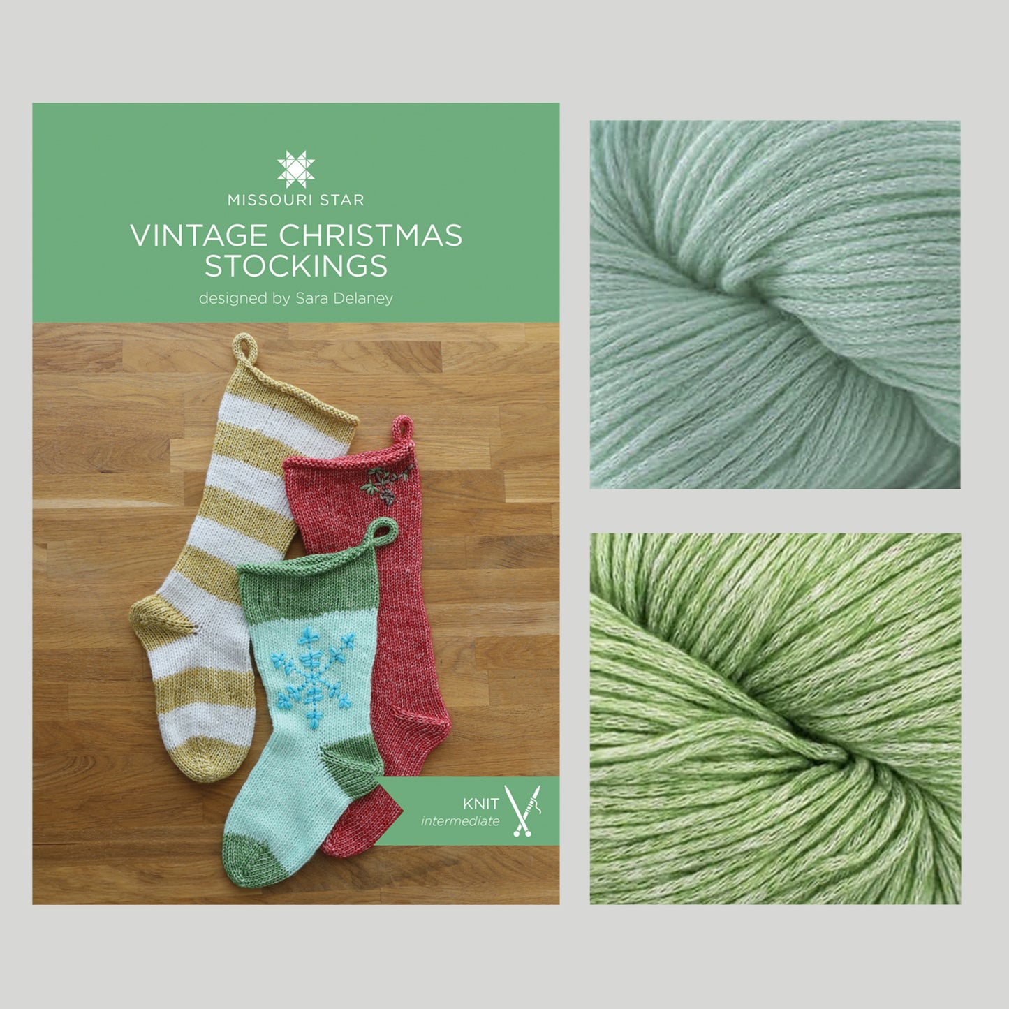 Vintage Knit Christmas Stockings Kit - Green + Mint Primary Image