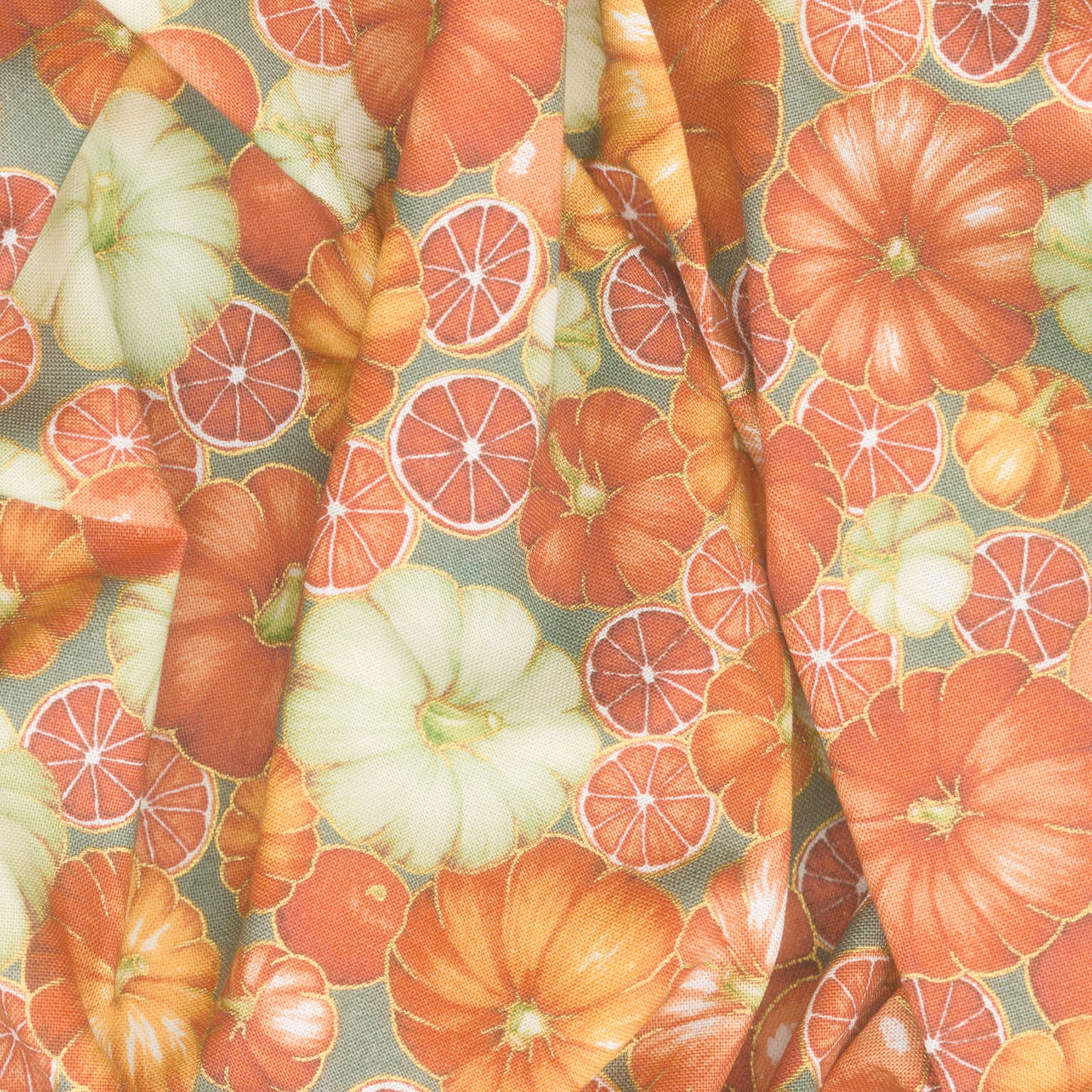 Sweet Pumpkin Spice - Pumpkins Eucalyptus Yardage Alternative View #1