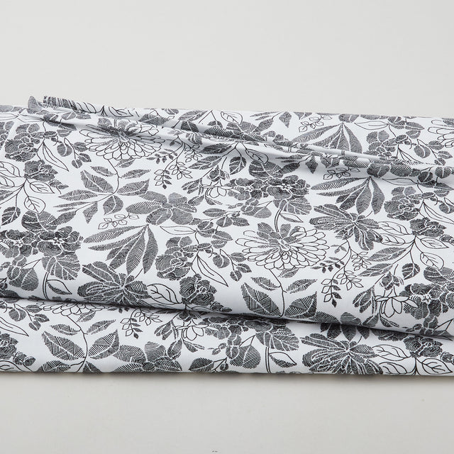 Pen and Ink - Floral Black/White 118" Wide 3 Yard Cut