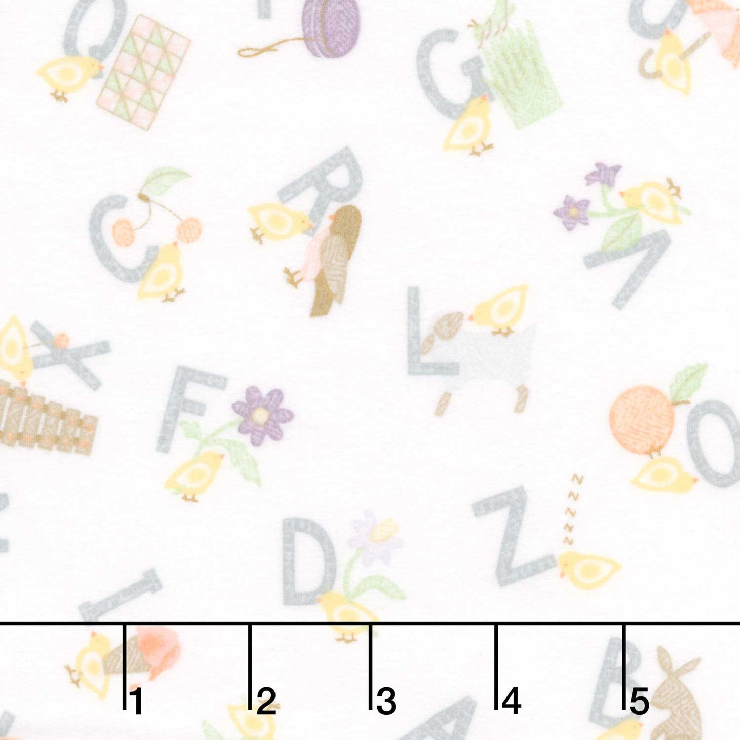 Little Chicks - Alphabet Tossed White Flannel Yardage