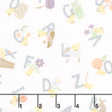 Little Chicks - Alphabet Tossed White Flannel Yardage