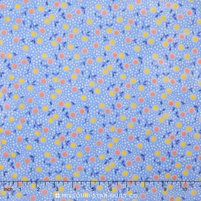 Bunny Tales - Lake Daisy Blue Yardage