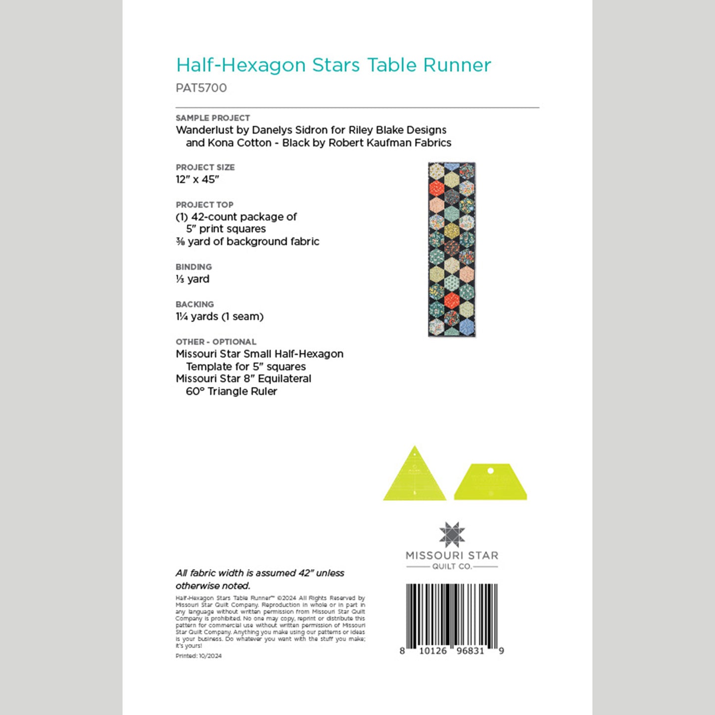 Half-Hexagon Stars Table Runner Pattern by Missouri Star