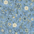 Calista - Teal Flowers Blue Pearlized Yardage