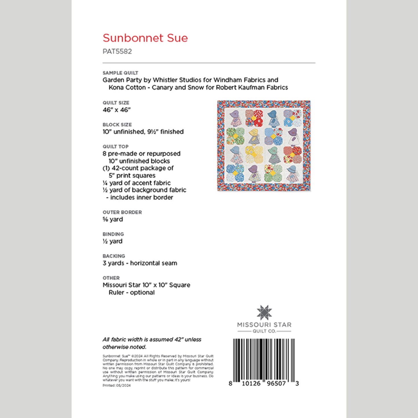 Sunbonnet Sue Quilt Pattern by Missouri Star Alternative View #1