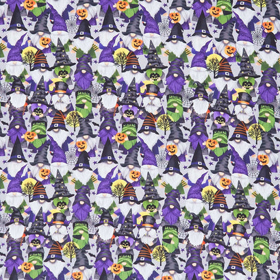 I Boo What I Want - Halloween Gnomes Grey Yardage