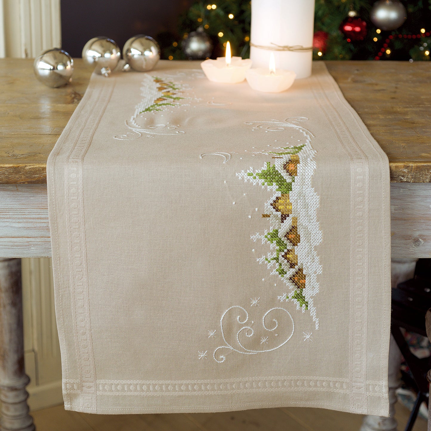 Village in the Snow Table Runner Embroidery Kit Primary Image