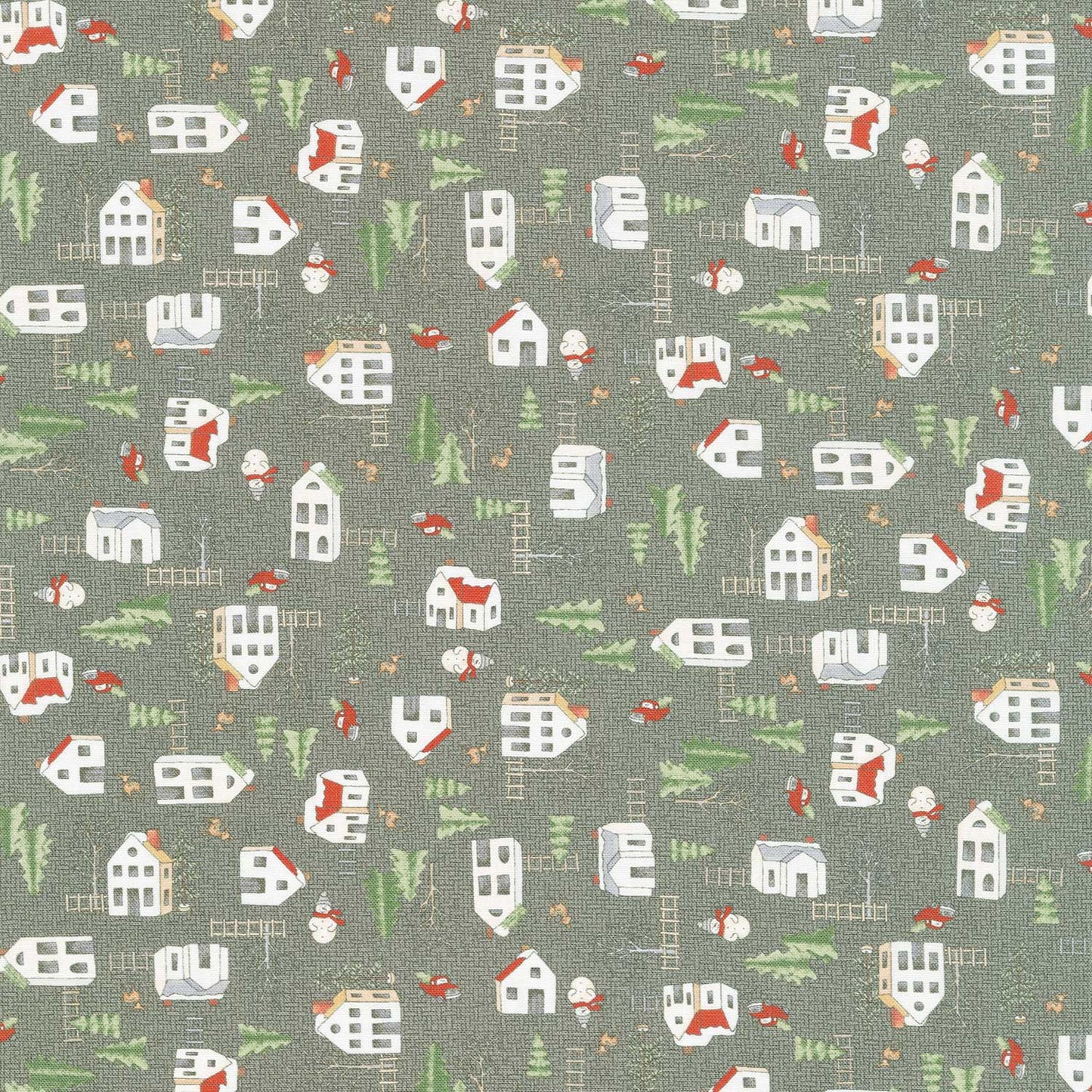 Homemade Holidays - Homemade Village Grey Yardage Primary Image