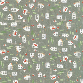 Homemade Holidays - Homemade Village Grey Yardage