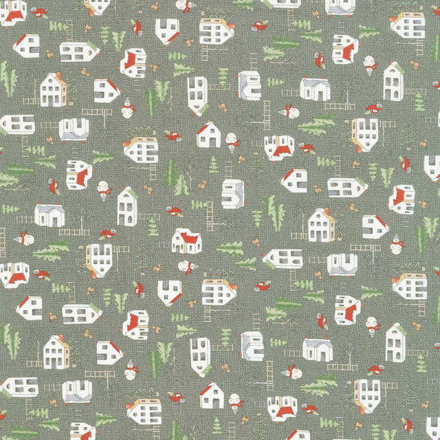 Homemade Holidays - Homemade Village Grey Yardage Primary Image