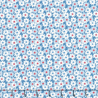 30's Playtime - Friendly Florals Bluebell Yardage