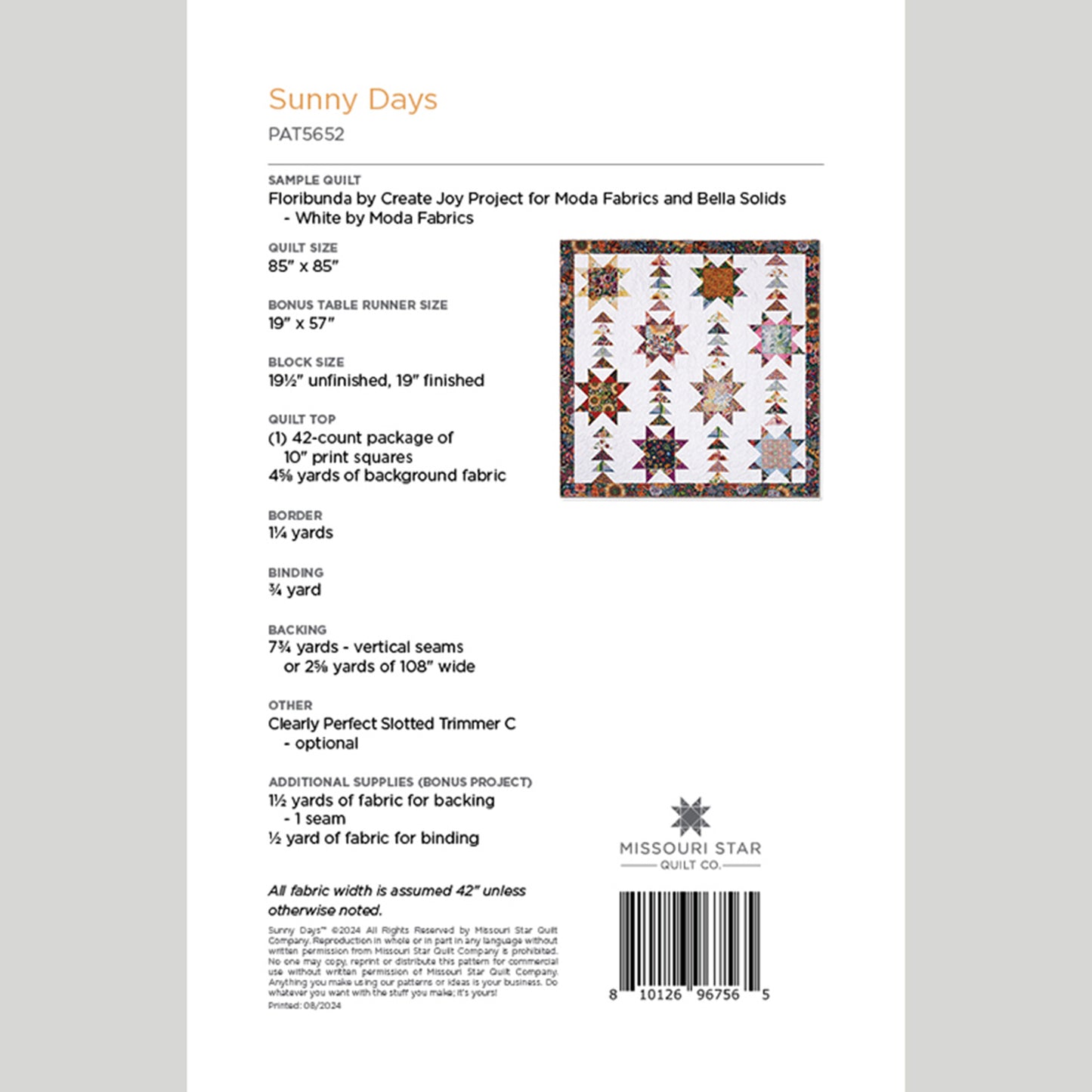 Digital Download - Sunny Days Quilt Pattern by Missouri Star Alternative View #1