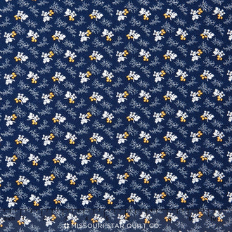 Cheddar and Indigo - Petals Blue Yardage