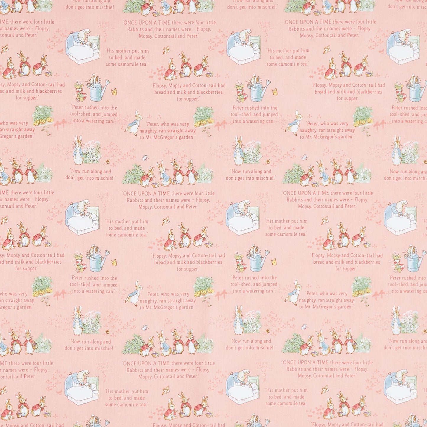 The Tale of Peter Rabbit - Text Coral Yardage Primary Image