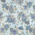 Calista - Teal Flowers Sky Blue Pearlized Yardage