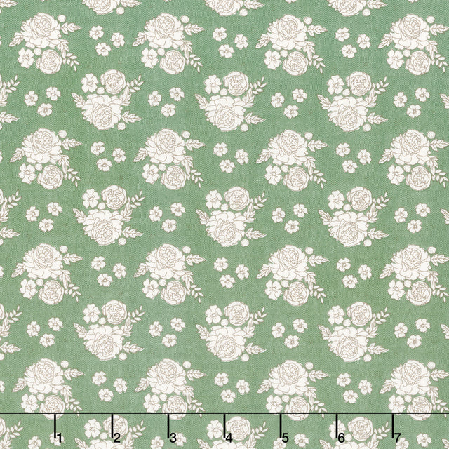 Bloomberry - Petite Flowers Green Yardage Primary Image