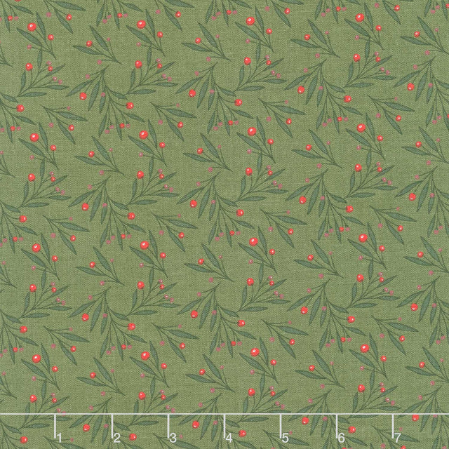 Christmas is in Town - Mistletoe Olive Yardage Primary Image