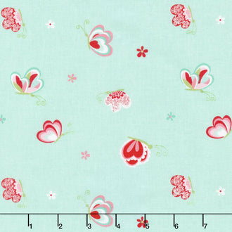 Butterflies and Berries - Butterflies Butterflies Mint Yardage