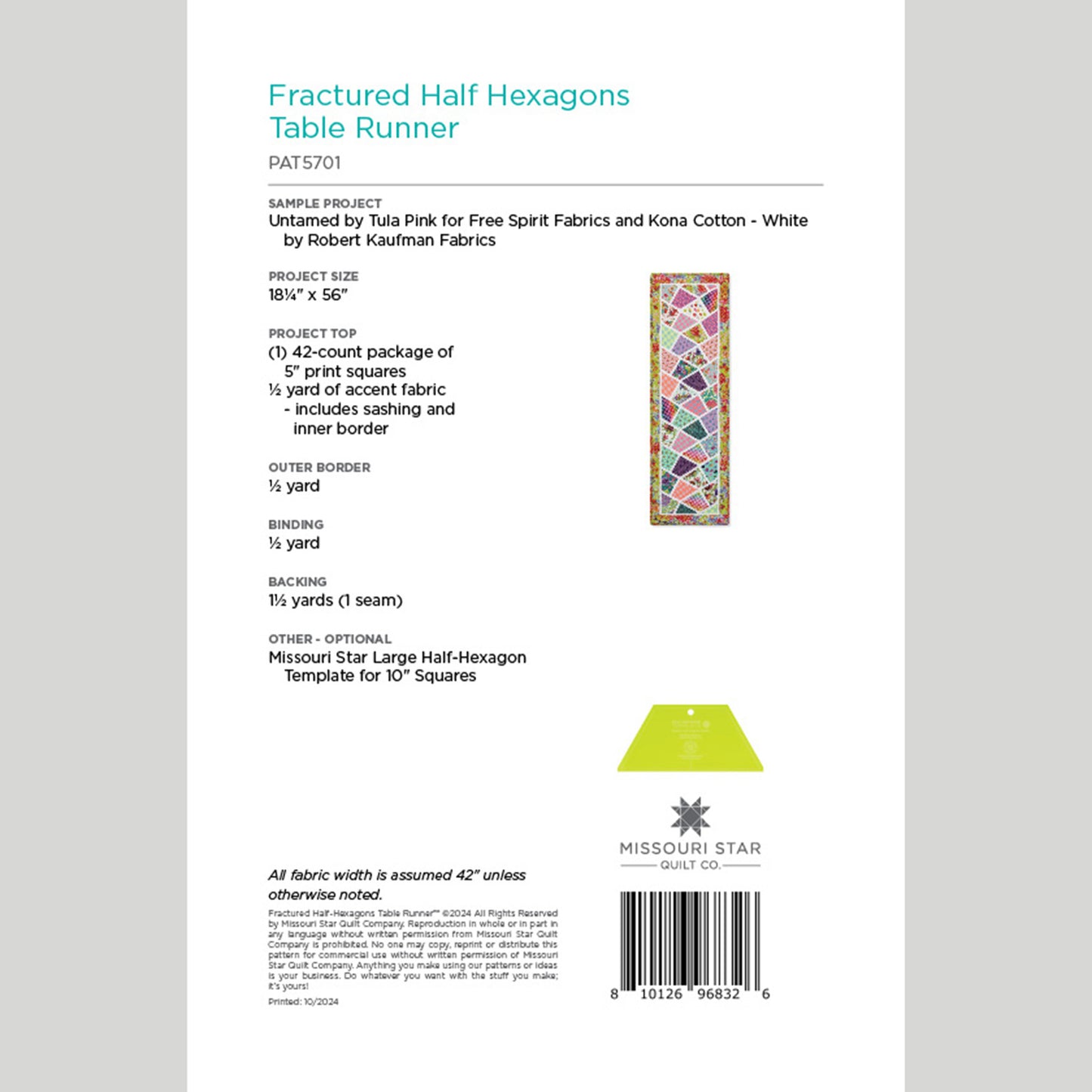 Digital Download - Fractured Half-Hexagons Table Runner Pattern by Missouri Star